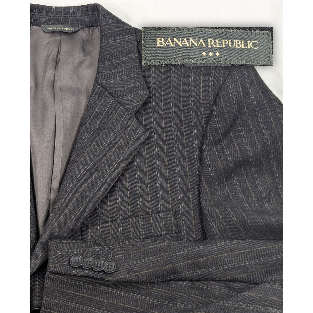 Banana Republic Jacket Gray Pin Stripe‎ Wool Sport Coat Blazer 42R Slim 3 Button